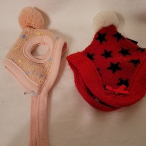2- Dog pom-pom winter hats size small